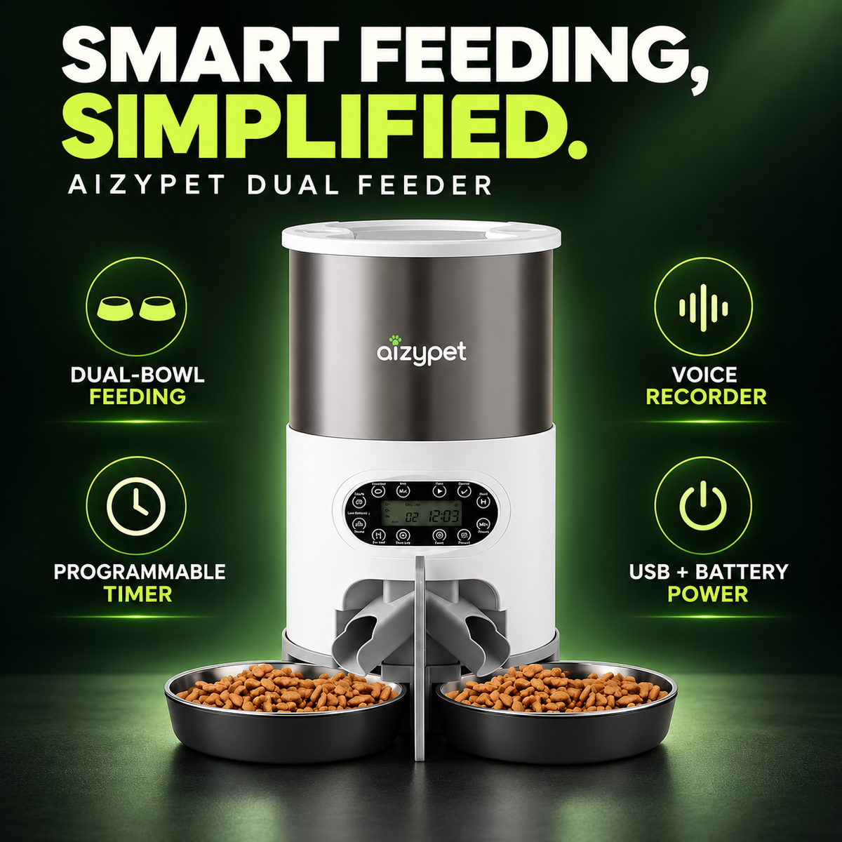 AIZYPET DUOFEED – Automatic Pet Feeder